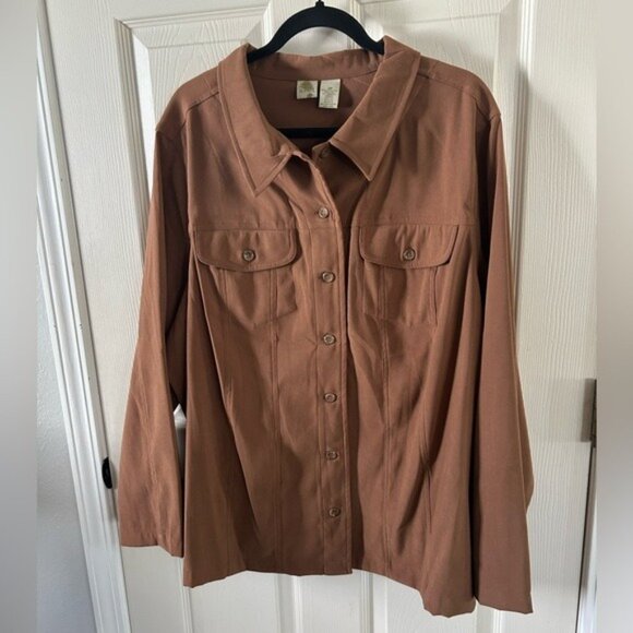 Islander Brown Collared Button Down Long Sleeve Shirt NWT 2X Plus Size READ - Picture 16 of 16